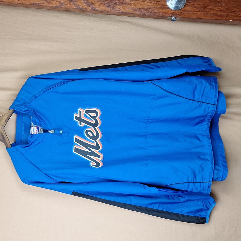 New York Mets Cool Base Blue Quarter Zip Jacket Removable Sleeves 3XL